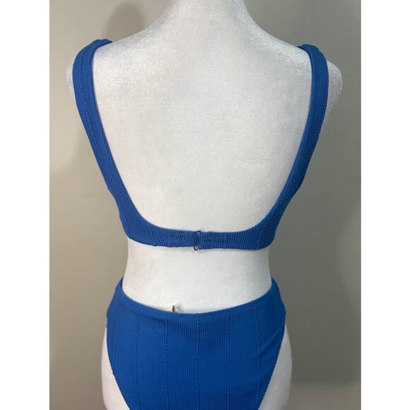 Aerie Blue Bikini Small Top and Medium High Cut Bottom S/M - Picture 4 of 9